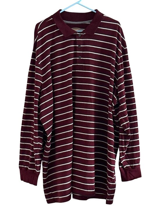 The Foundry Supply Co. Other - The Foundry Supply Co. Mens Maroon & Gray Striped Long Sleeve 5XLT Polo Shirt